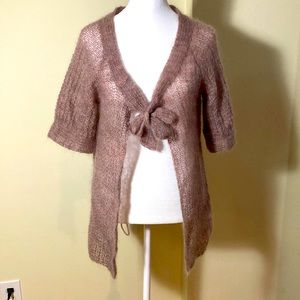Mauve tie front cardigan sweater, EUC